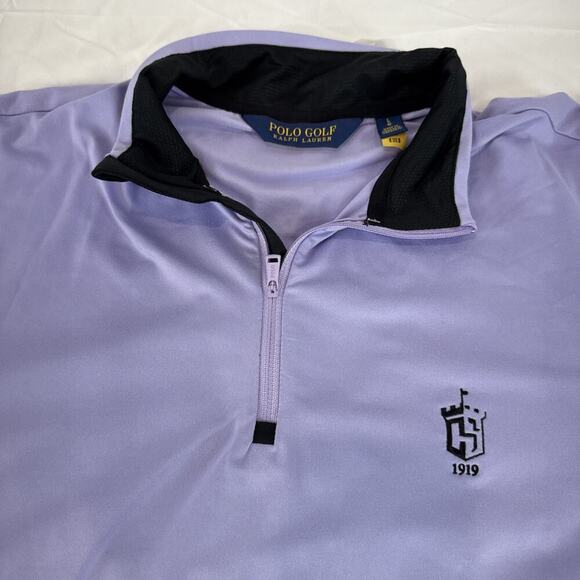 Polo Ralph Lauren Men Large Purple 1/4 Quarter Zip Performance Pullover Golf Gym - Picture 6 of 7